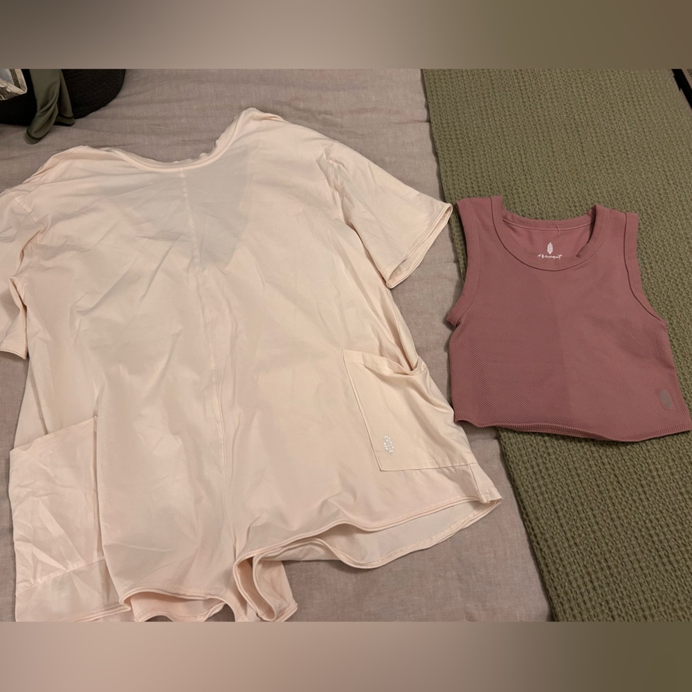 FREE PEOPLE MOVEMENT Hot Shot Tee Romper and Free Throw Muscle Tank